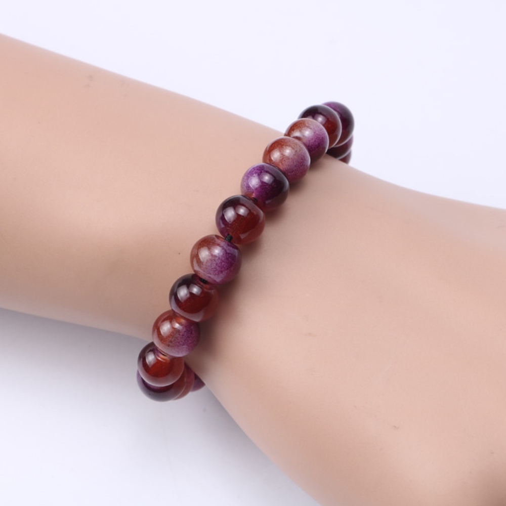 Purple & Red Opal Chakra Stone Beaded Bracelet